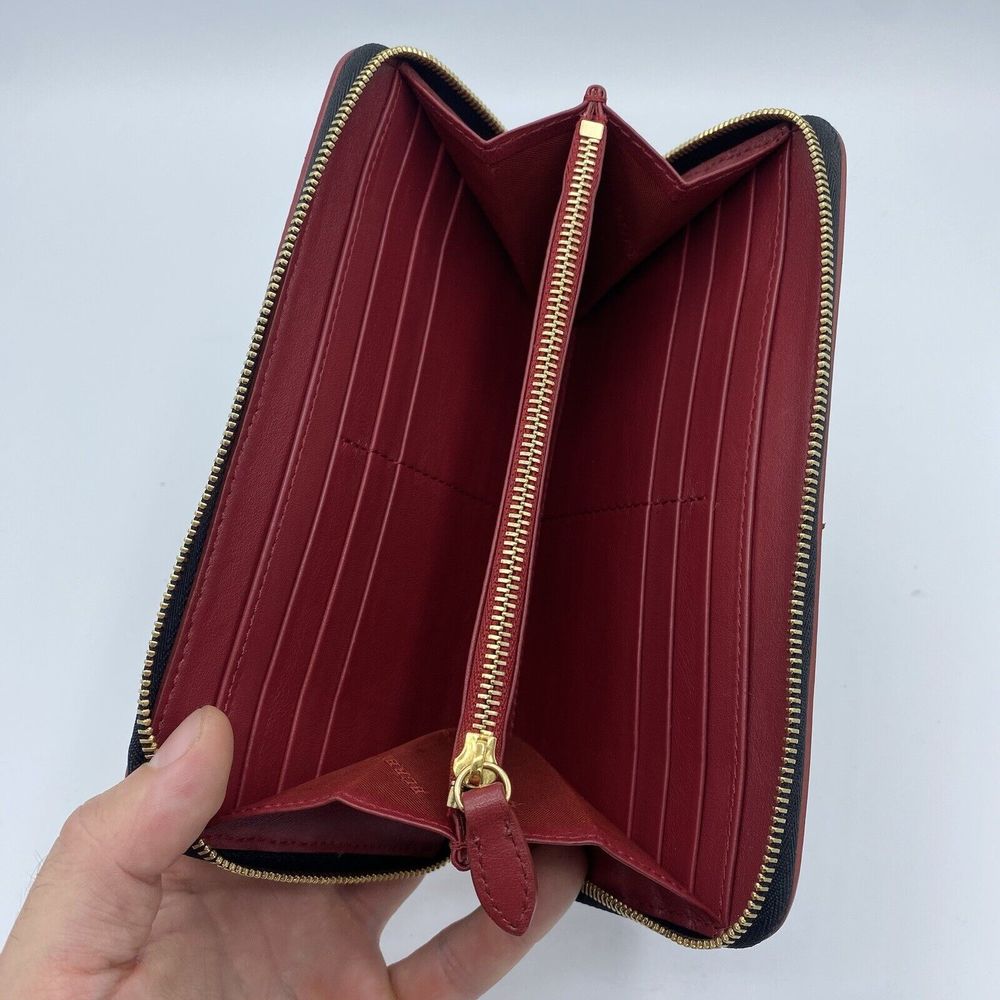 Burberry Elmore Wallet Clutch Purse Zip Around Haymarket House Check Nova Red - Picture 7 of 16